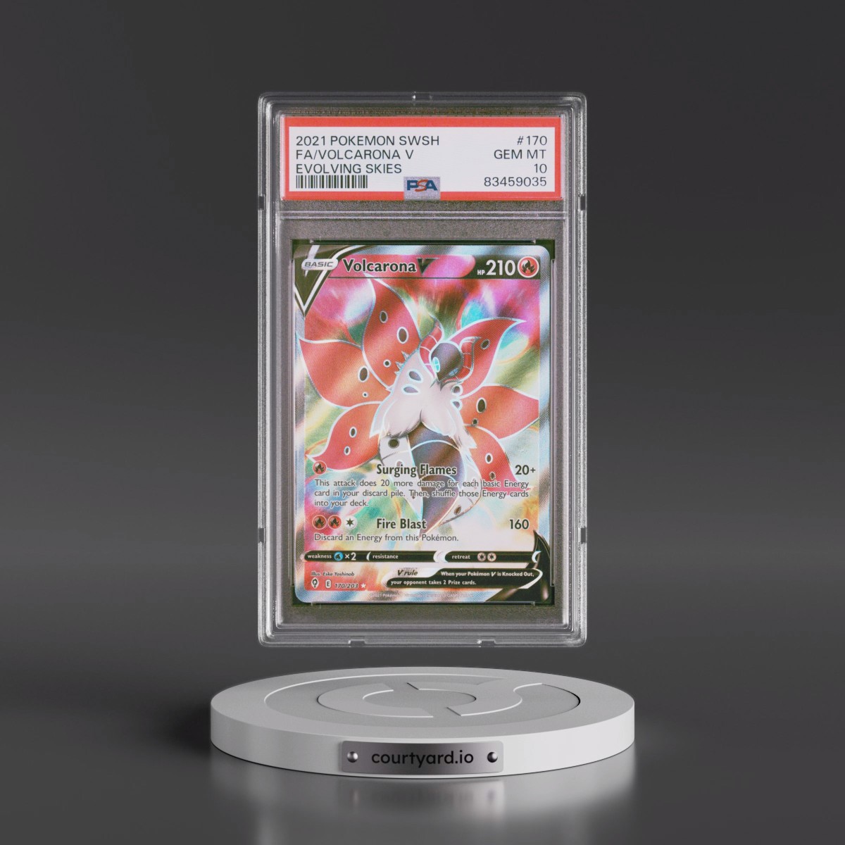 2021 Pokémon Sword & Shield Evolving Skies #170 Volcarona V - Holo Full Art (PSA 10 GEM MINT)