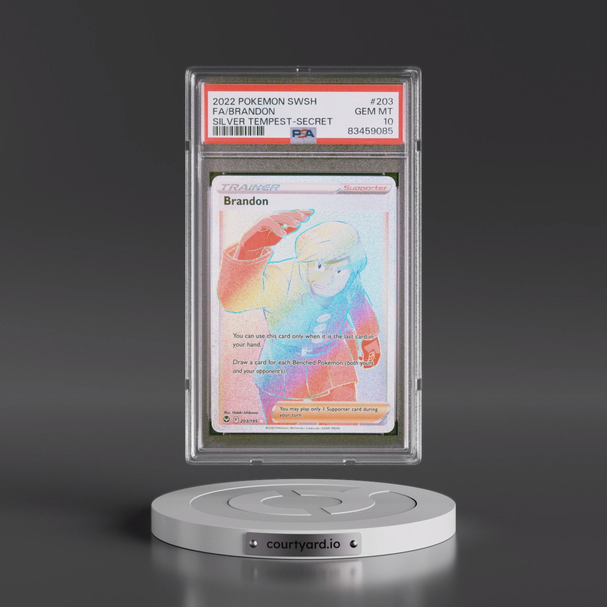 2022 Pokémon Sword & Shield Silver Tempest #203 Brandon - Full Art Secret (PSA 10 GEM MINT)