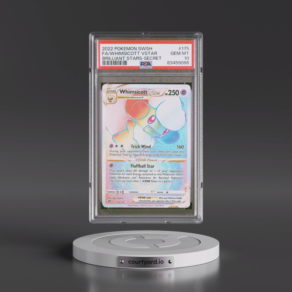 2022 Pokémon Sword & Shield Brilliant Stars #175 Whimsicott Vstar - Full Art Secret (PSA 10 GEM MINT)
