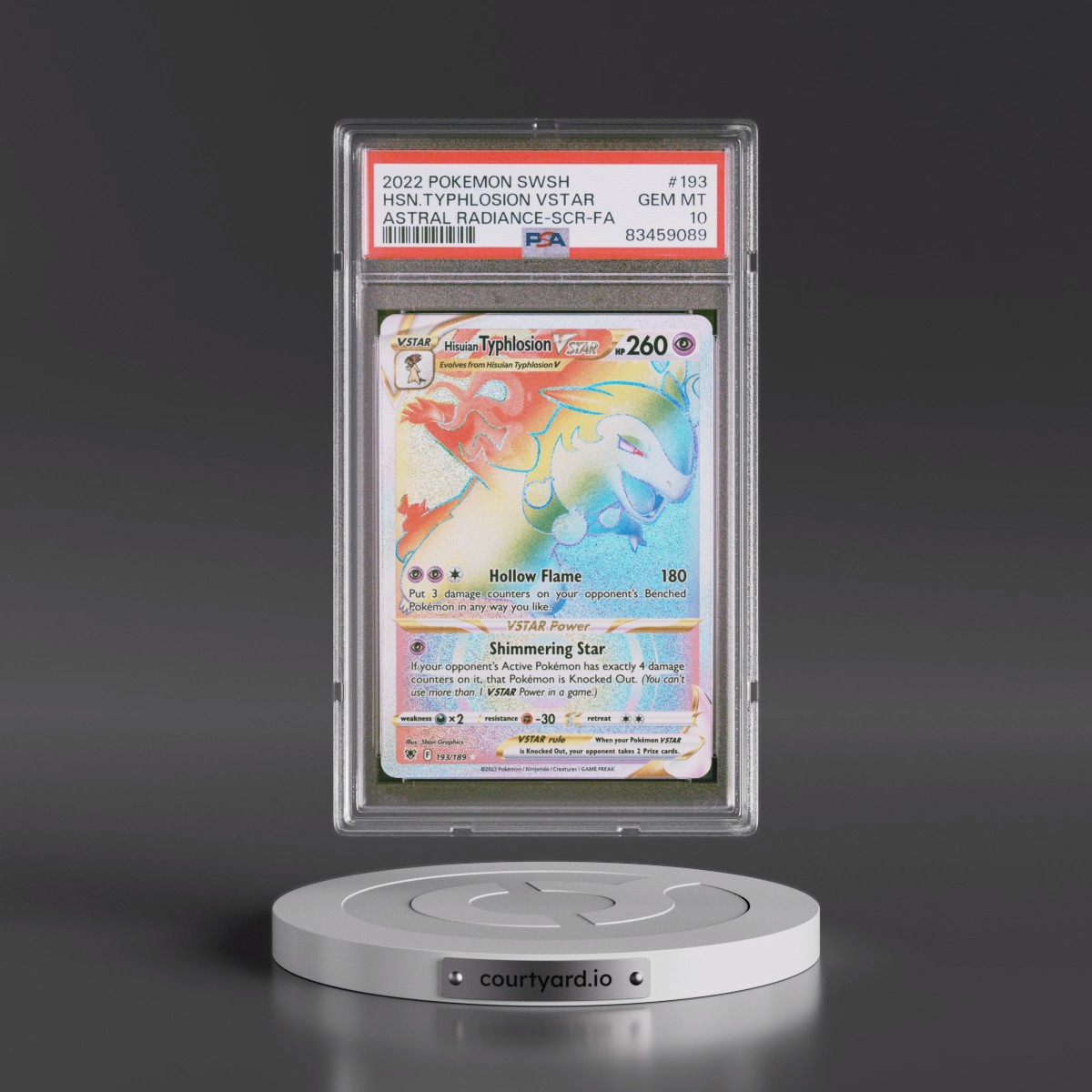 2022 Pokémon Sword & Shield Astral Radiance #193 Hisuian Typhlosion Vstar - Full Art Secret (PSA 10 GEM MINT)