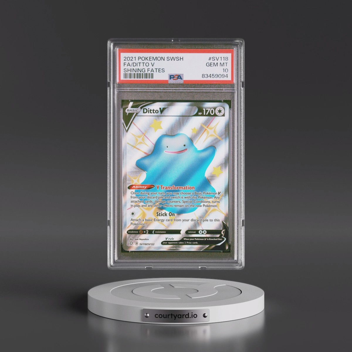 2021 Pokémon Sword & Shield Shining Fates #SV118 Ditto V - Holo Full Art (PSA 10 GEM MINT)