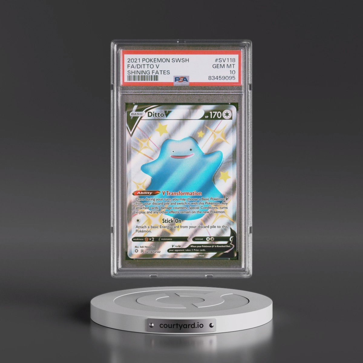2021 Pokémon Sword & Shield Shining Fates #SV118 Ditto V - Holo Full Art (PSA 10 GEM MINT)