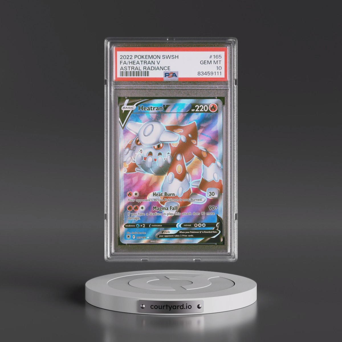 2022 Pokémon Sword & Shield Astral Radiance #165 Heatran V - Holo Full Art (PSA 10 GEM MINT)
