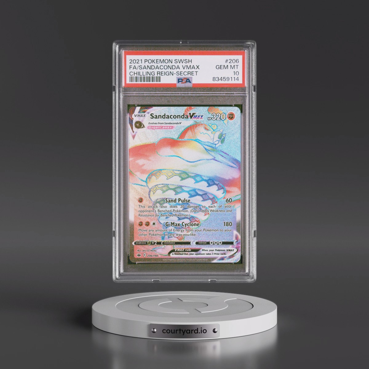 2021 Pokémon Sword & Shield Chilling Reign #206 Sandaconda Vmax - Full Art Secret (PSA 10 GEM MINT)