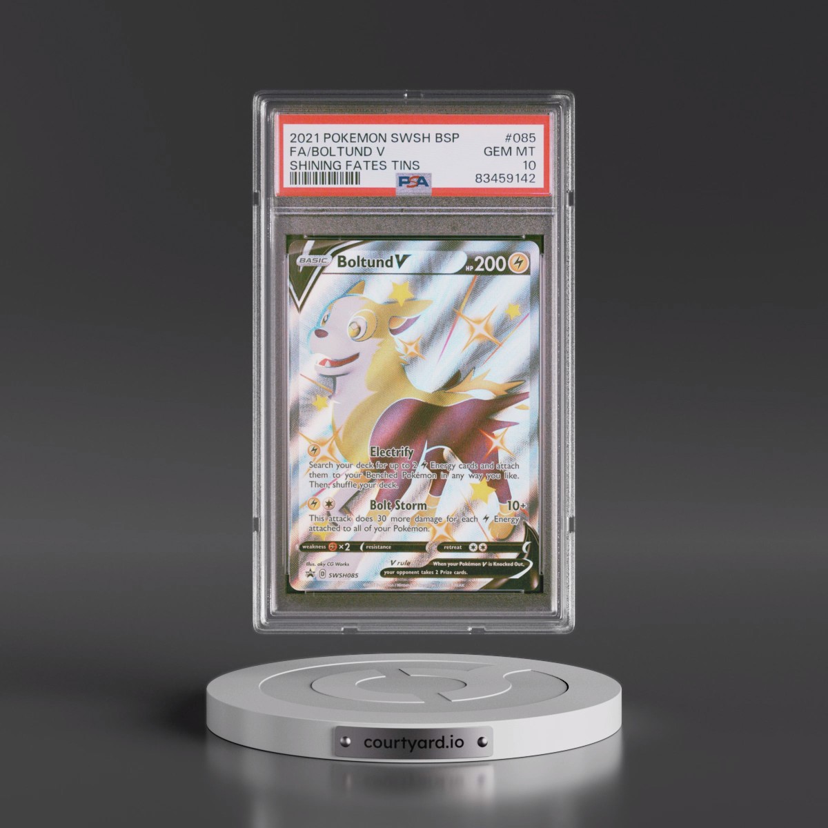 2021 Pokémon Swsh Black Star Promo #085 Boltund V - Holo Full Art Shining Fates Tins (PSA 10 GEM MINT)
