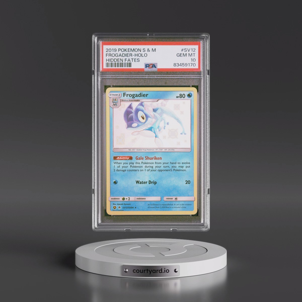 2019 Pokémon Sun & Moon Hidden Fates #SV12 Frogadier - Holo (PSA 10 GEM MINT)