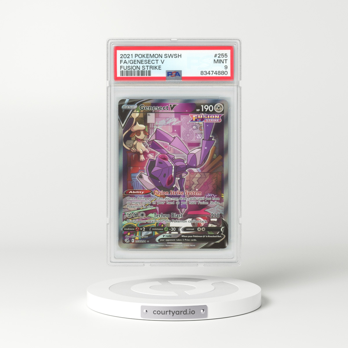 2021 Fusion Strike #255 Genesect V - Full Art Holo (PSA 9 MINT)
