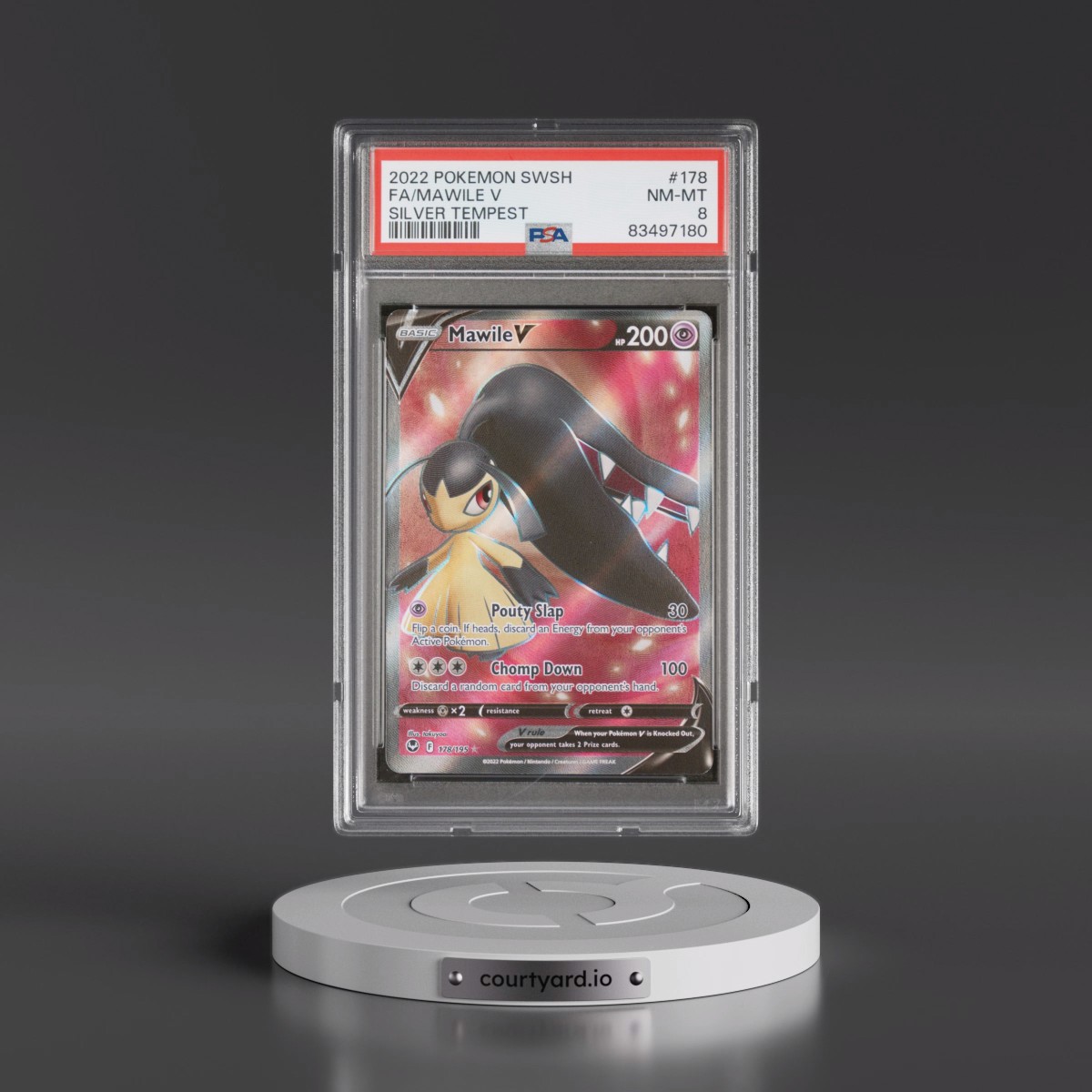 2022 Pokémon Sword & Shield Silver Tempest #178 Mawile V - Holo Full Art (PSA 8 NM-MT)