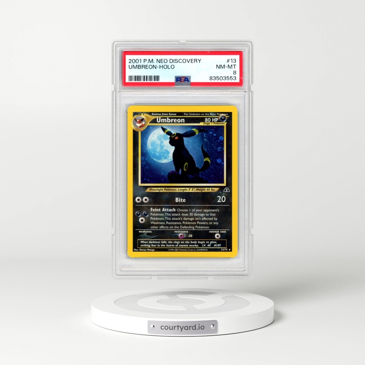 2001 Pokémon Neo Discovery #13 Umbreon - Holo (PSA 8 NM-MT)