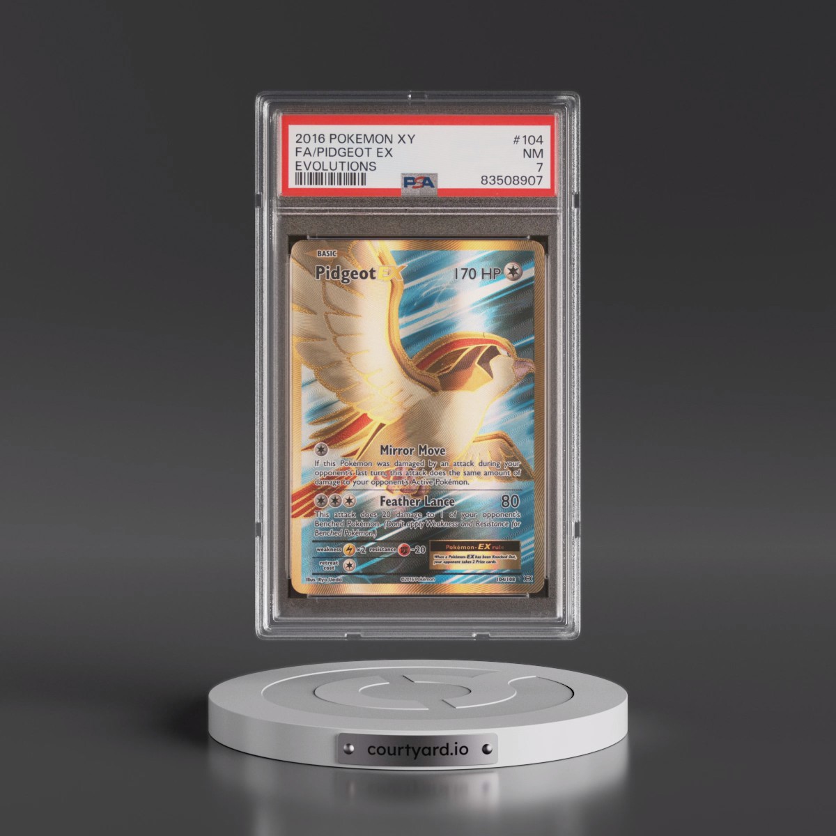 2016 Pokémon XY Evolutions #104 Pidgeot EX - Holo Full Art (PSA 7 NM)