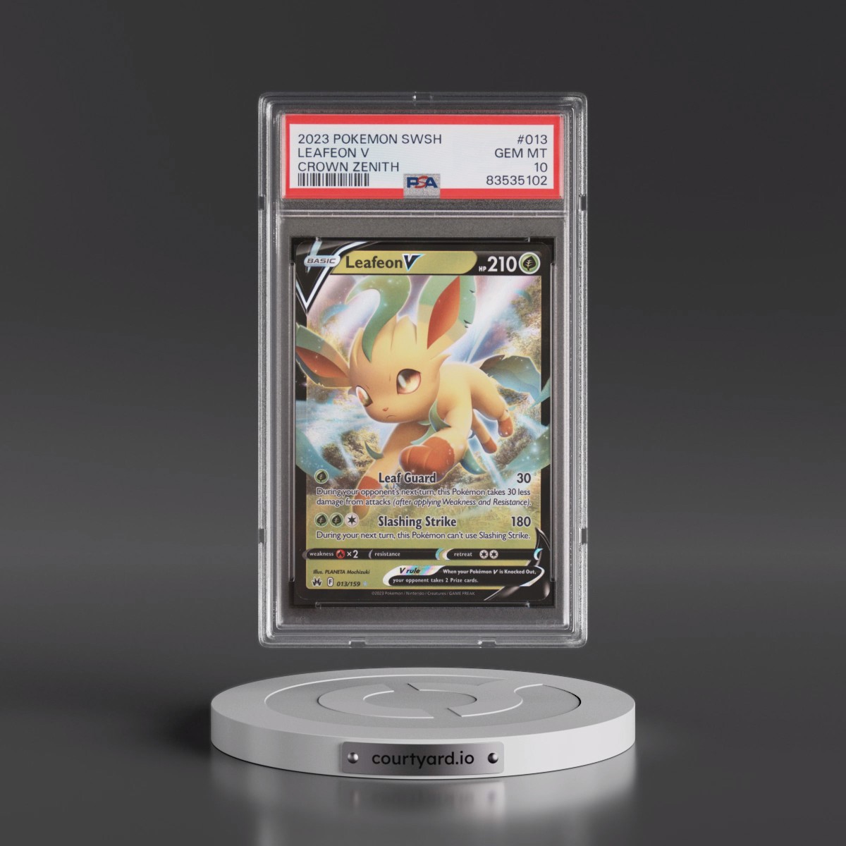 2023 Pokémon Sword and Shield Crown Zenith #013 Leafeon V - Holo (PSA 10 GEM MINT)