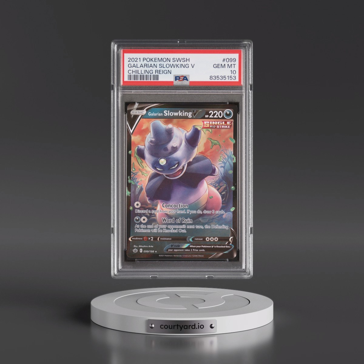 2021 Pokémon Sword & Shield Chilling Reign #099 Galarian Slowking V - Holo (PSA 10 GEM MINT)