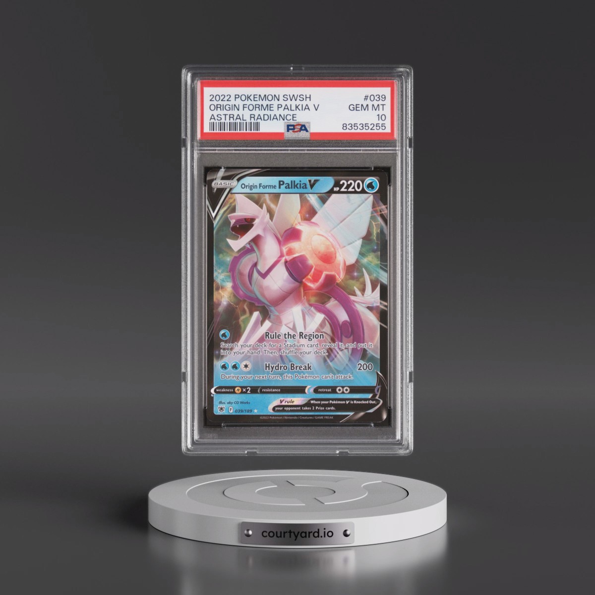 2022 Pokémon Sword & Shield Astral Radiance #039 Origin Forme Palkia V - Holo (PSA 10 GEM MINT)