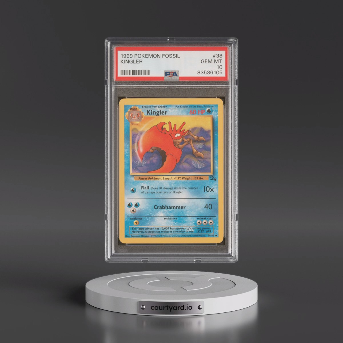 1999 Pokémon Fossil #38 Kingler (PSA 10 GEM MINT)