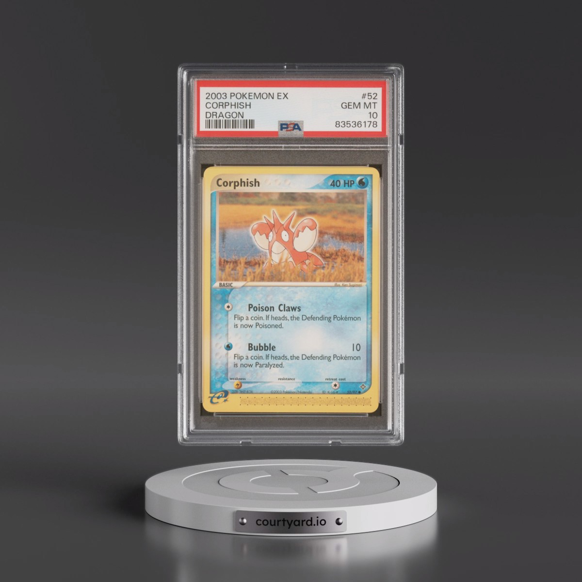 2003 Pokémon EX Dragon #52 Corphish (PSA 10 GEM MINT)