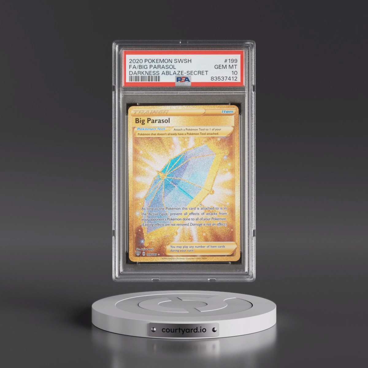 2020 Pokémon Sword & Shield Darkness Ablaze #199 Big Parasol - Full Art Secret (PSA 10 GEM MINT)