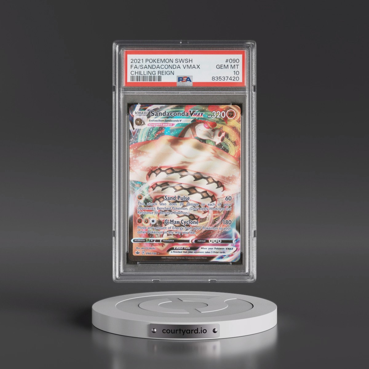 2021 Pokémon Sword & Shield Chilling Reign #090 Sandaconda Vmax - Full Art (PSA 10 GEM MINT)