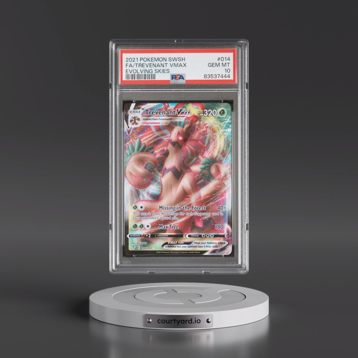 2021 Pokémon Sword & Shield Evolving Skies #014 Trevenant Vmax - Full Art (PSA 10 GEM MINT)