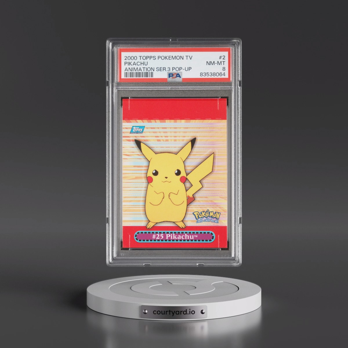2000 Topps Pokémon TV Animation Series 3 Pop-Up #2 Pikachu (PSA 8 NM-MT)
