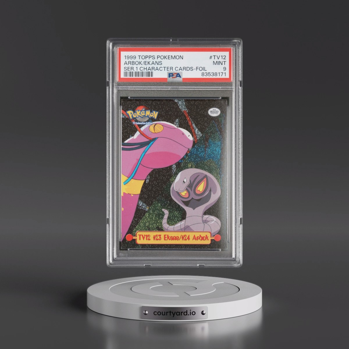 1999 Topps Pokémon Series 1 Character Cards #TV12 Arbok/Ekans - Foil (PSA 9 MINT)