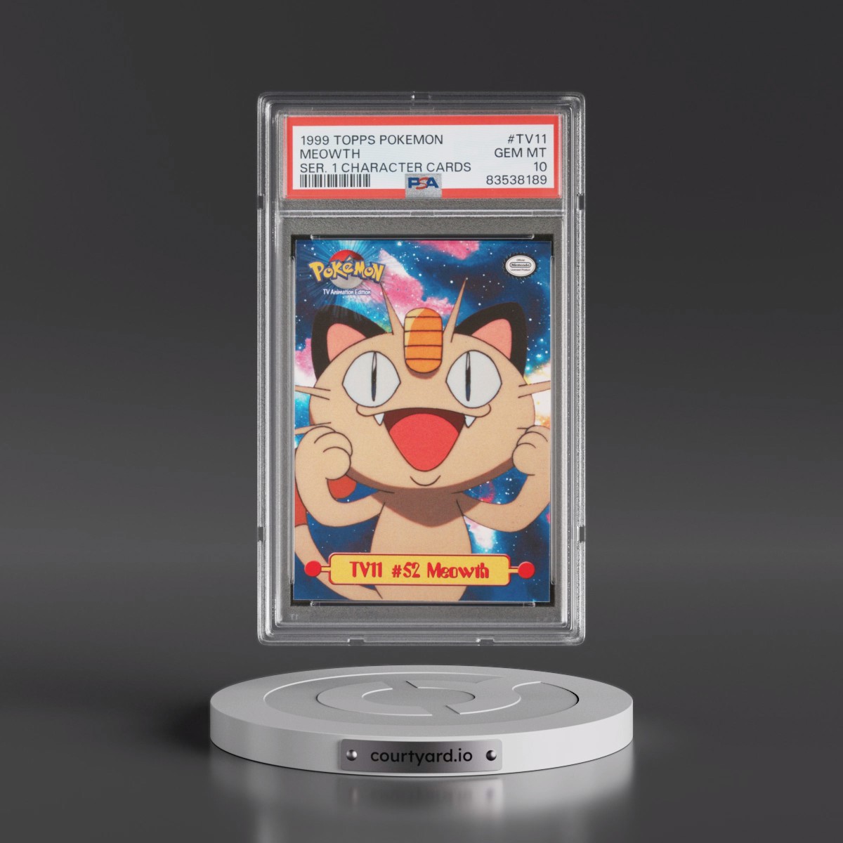 1999 Topps Pokémon Series 1 Character Cards #TV11 Meowth (PSA 10 GEM MINT)