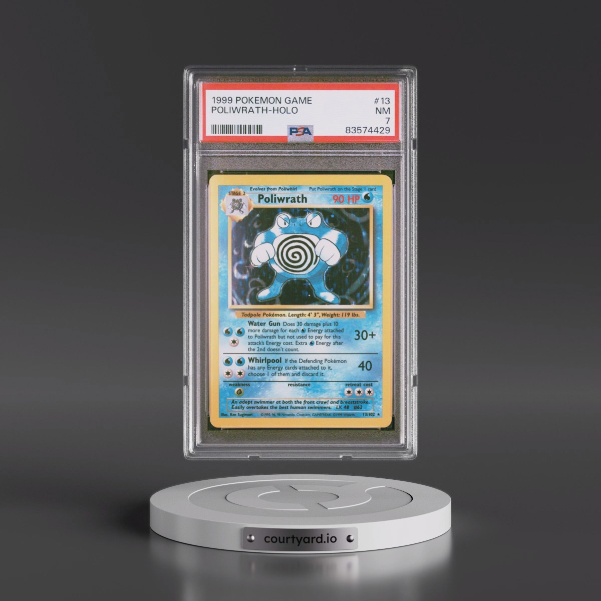 1999 Pokémon Game #13 Poliwrath - Holo (PSA 7 NM)