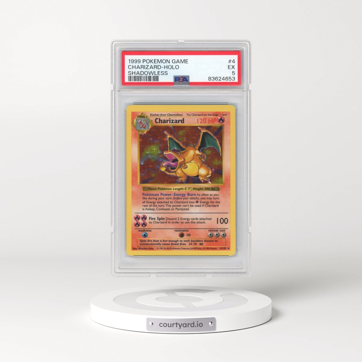 1999 Pokémon Game #4 Charizard - Holo Shadowless (PSA 5 EX)