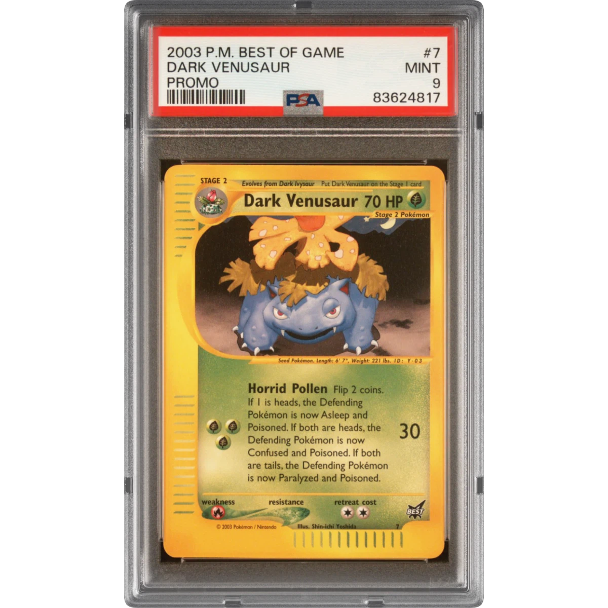 2003 Pokémon Best of Game Promo #7 Dark Venusaur (PSA 9 MINT)