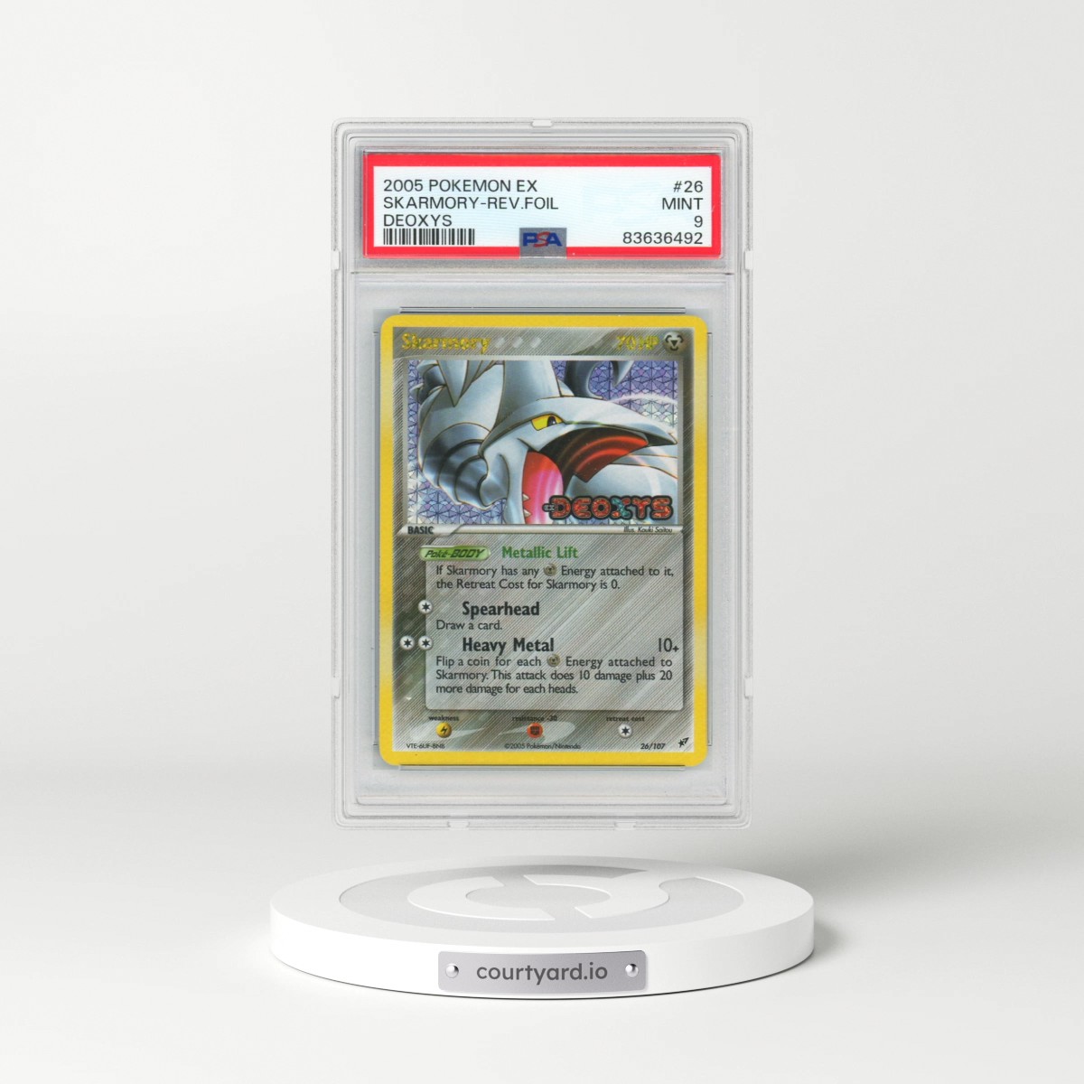 2005 Pokémon EX Deoxys #26 Skarmory - Reverse Foil (PSA 9 MINT)