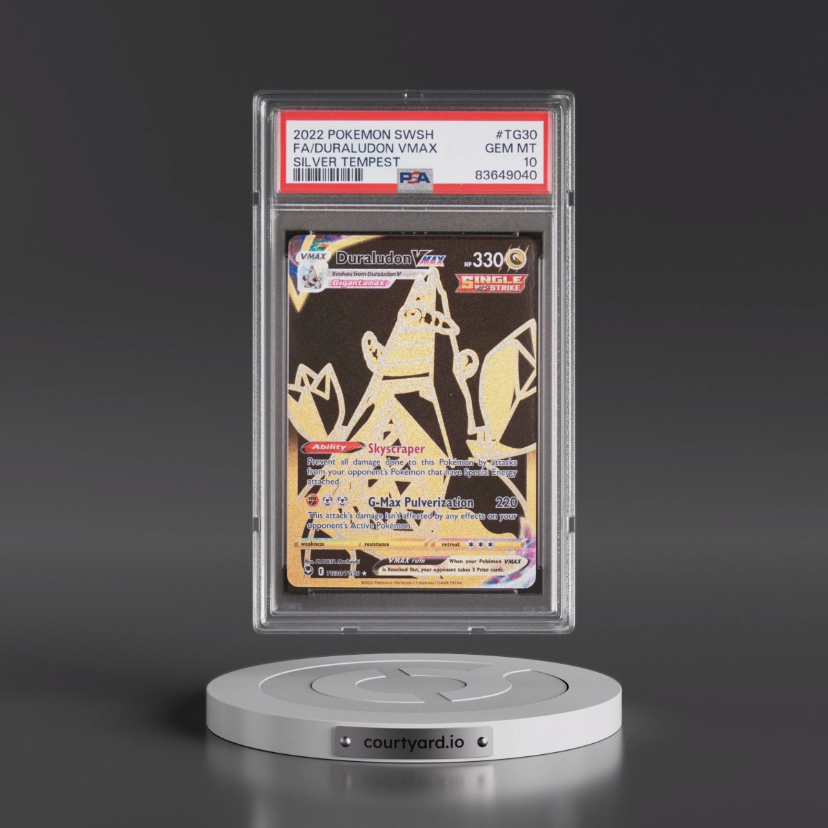 2022 Pokémon Sword & Shield Silver Tempest #TG30 Duraludon Vmax - Full Art (PSA 10 GEM MINT)