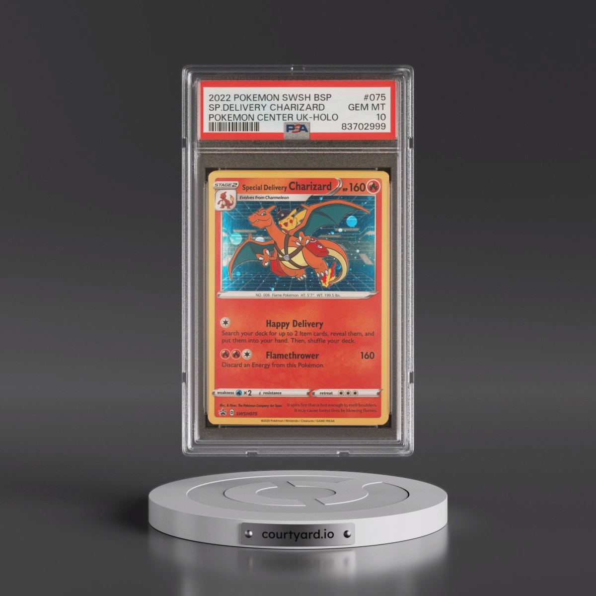 2022 Pokémon Swsh Black Star Promo #075 Special Delivery Charizard - Holo Pokemon Center United Kingdom (PSA 10 GEM MINT)
