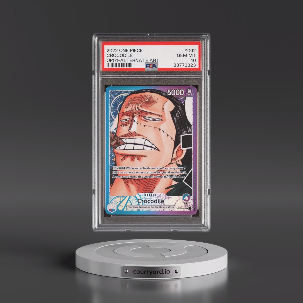 2022 One Piece OP01-Romance Dawn #062 Crocodile - Alternate Art (PSA 10 GEM MINT)