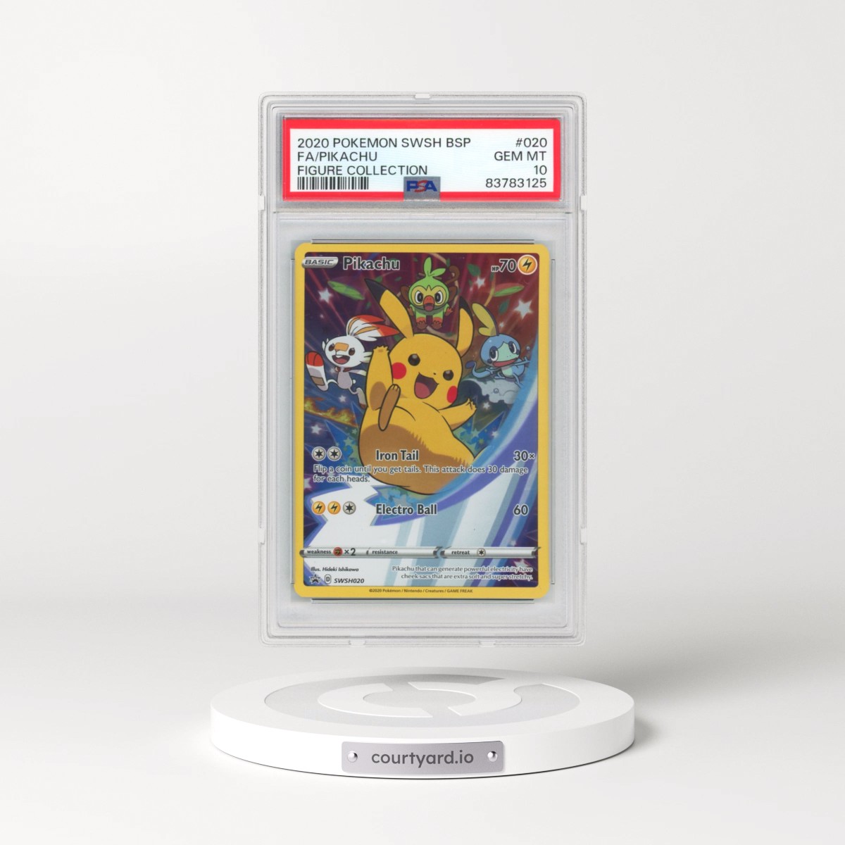 2020 Pokémon Swsh Black Star Promo #020 Pikachu - Full Art Figure Collection (PSA 10 GEM MINT)