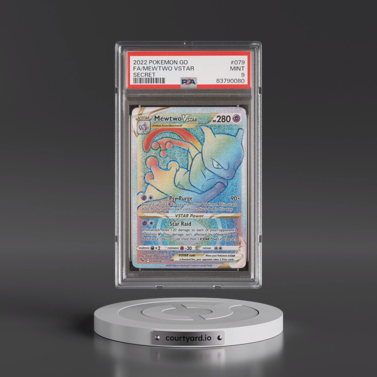 2022 Pokémon Go #079 Mewtwo Vstar - Full Art Secret (PSA 9 MINT)