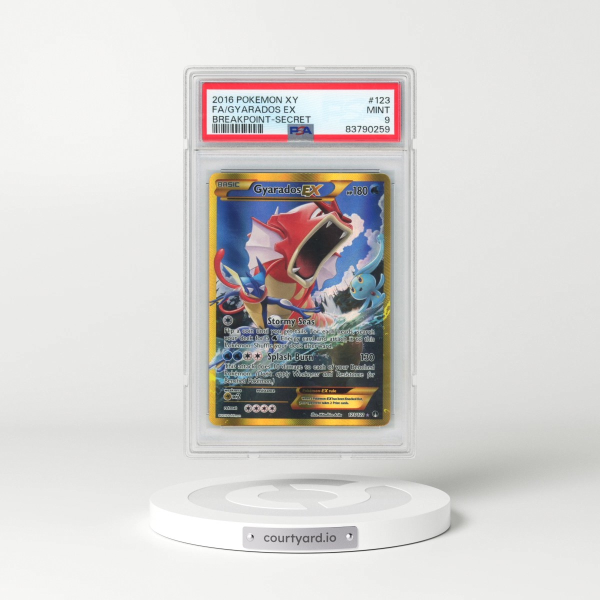2016 Pokémon XY Breakpoint #123 Gyarados EX - Holo Full Art Secret (PSA 9 MINT)