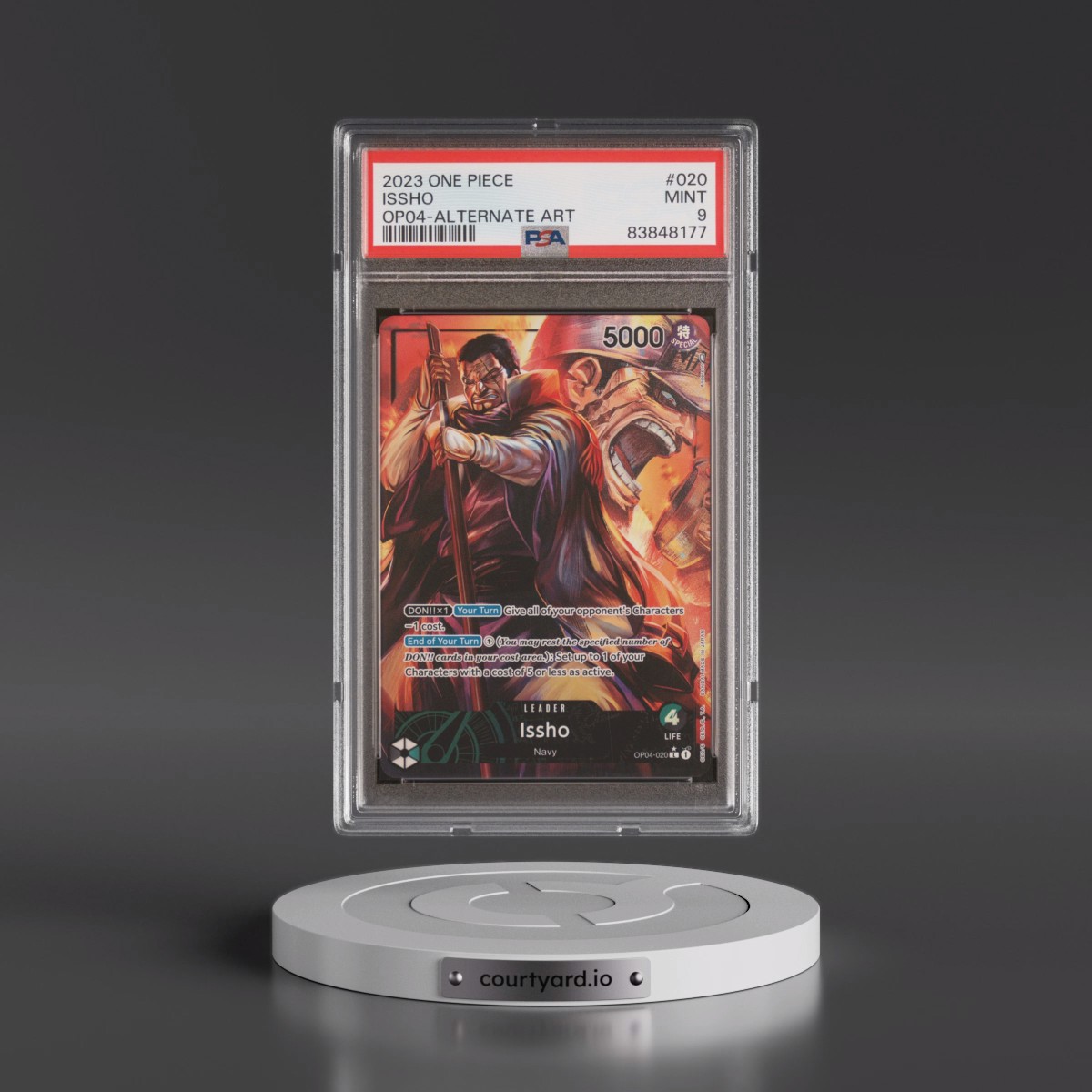 2023 One Piece OP04-Kingdoms of Intrigue #020 Issho - Alternate Art (PSA 9 MINT)