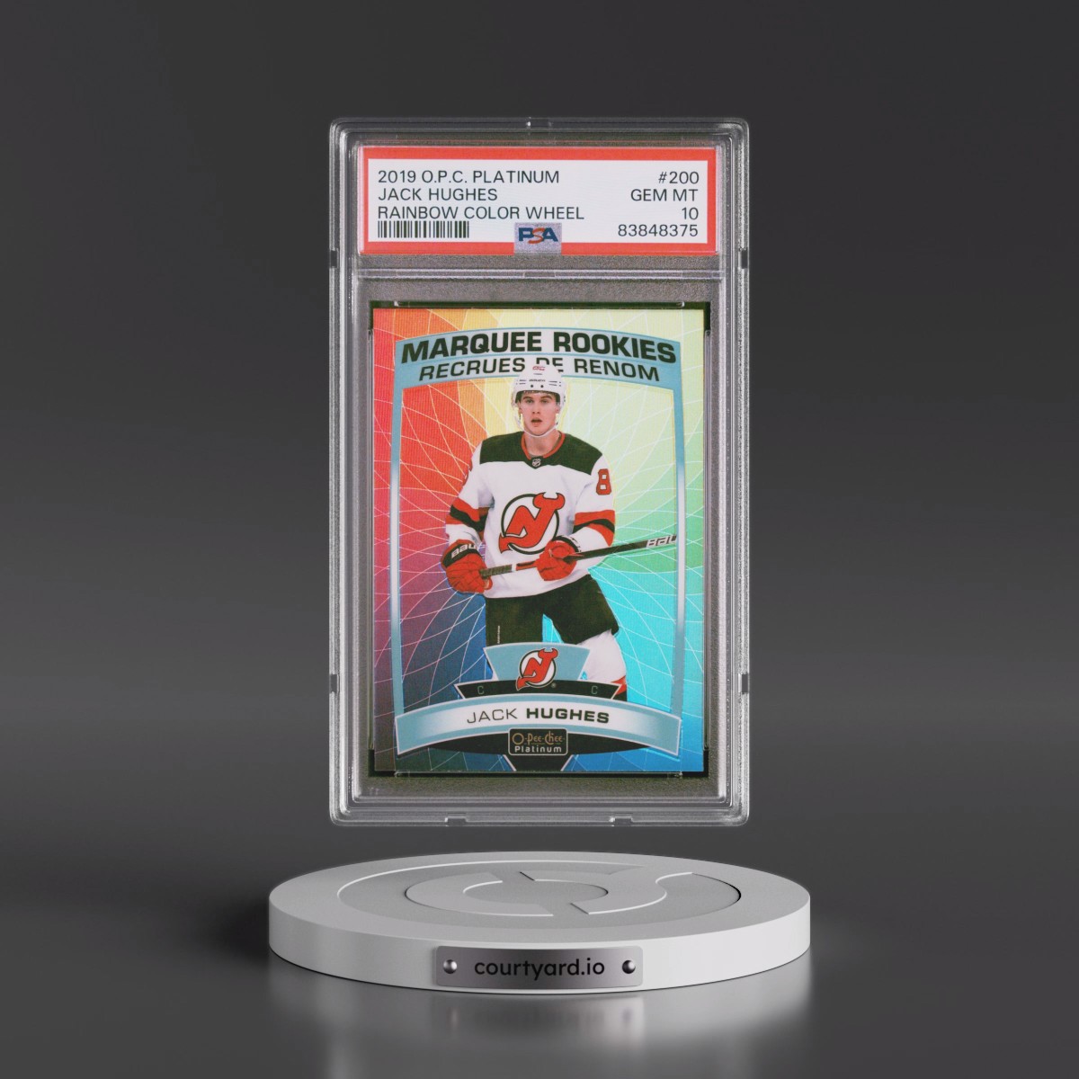 2019 O-Pee-Chee Platinum Jack Hughes - Rainbow Color Wheel #200 PSA 10