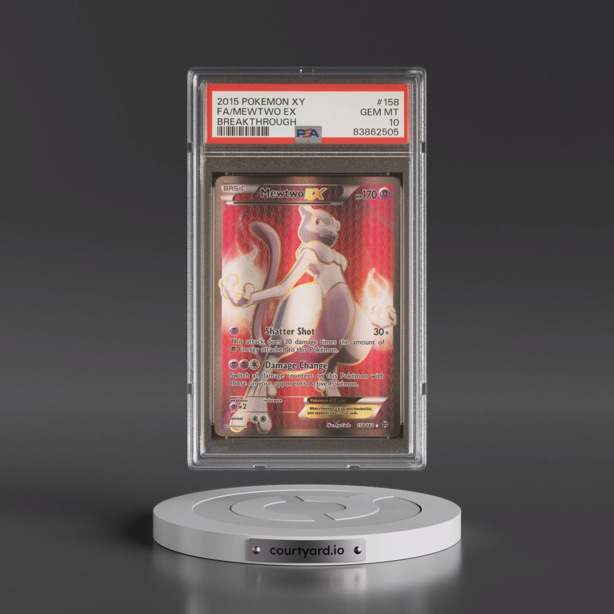 2015 Pokémon XY Breakthrough #158 Mewtwo EX - Holo Full Art (PSA 10 GEM MINT)