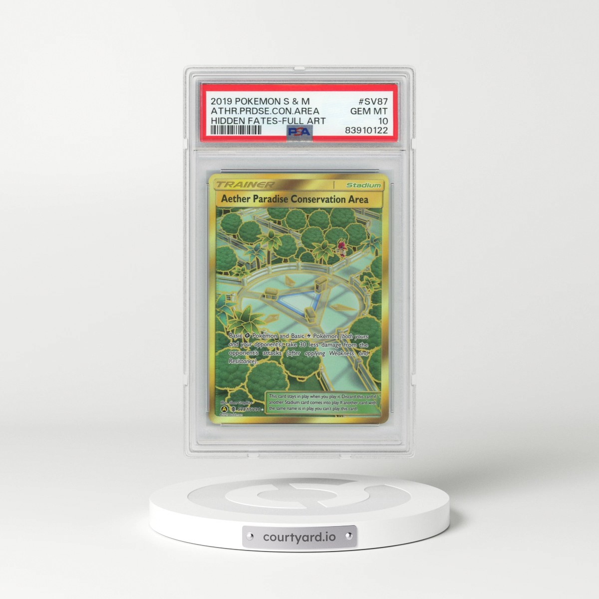 2019 Pokémon Sun & Moon Hidden Fates #SV87 Aether Paradise Conservation Area - Full Art (PSA 10 GEM MINT)