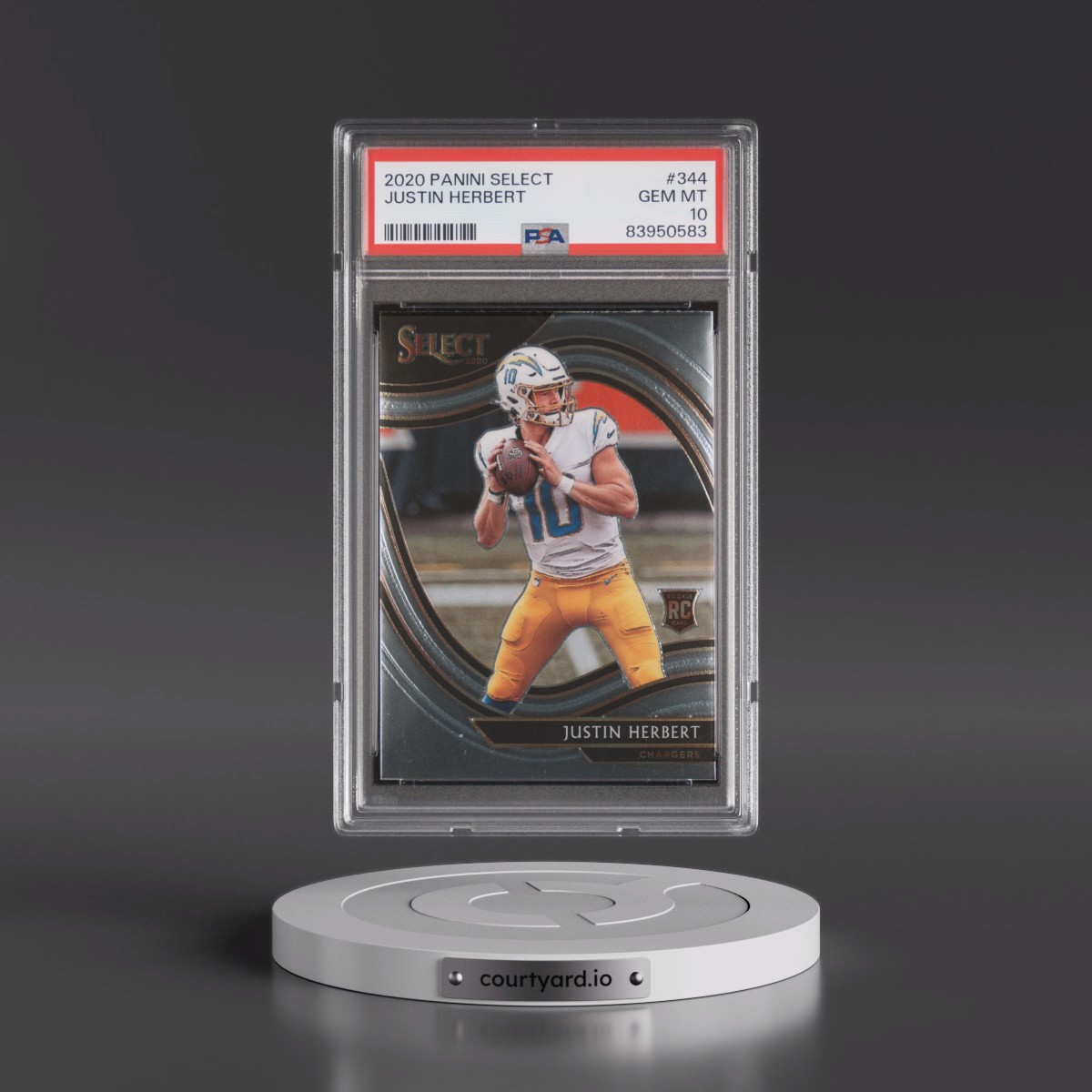 2020 Panini Select #344 Justin Herbert (PSA 10 GEM MINT)