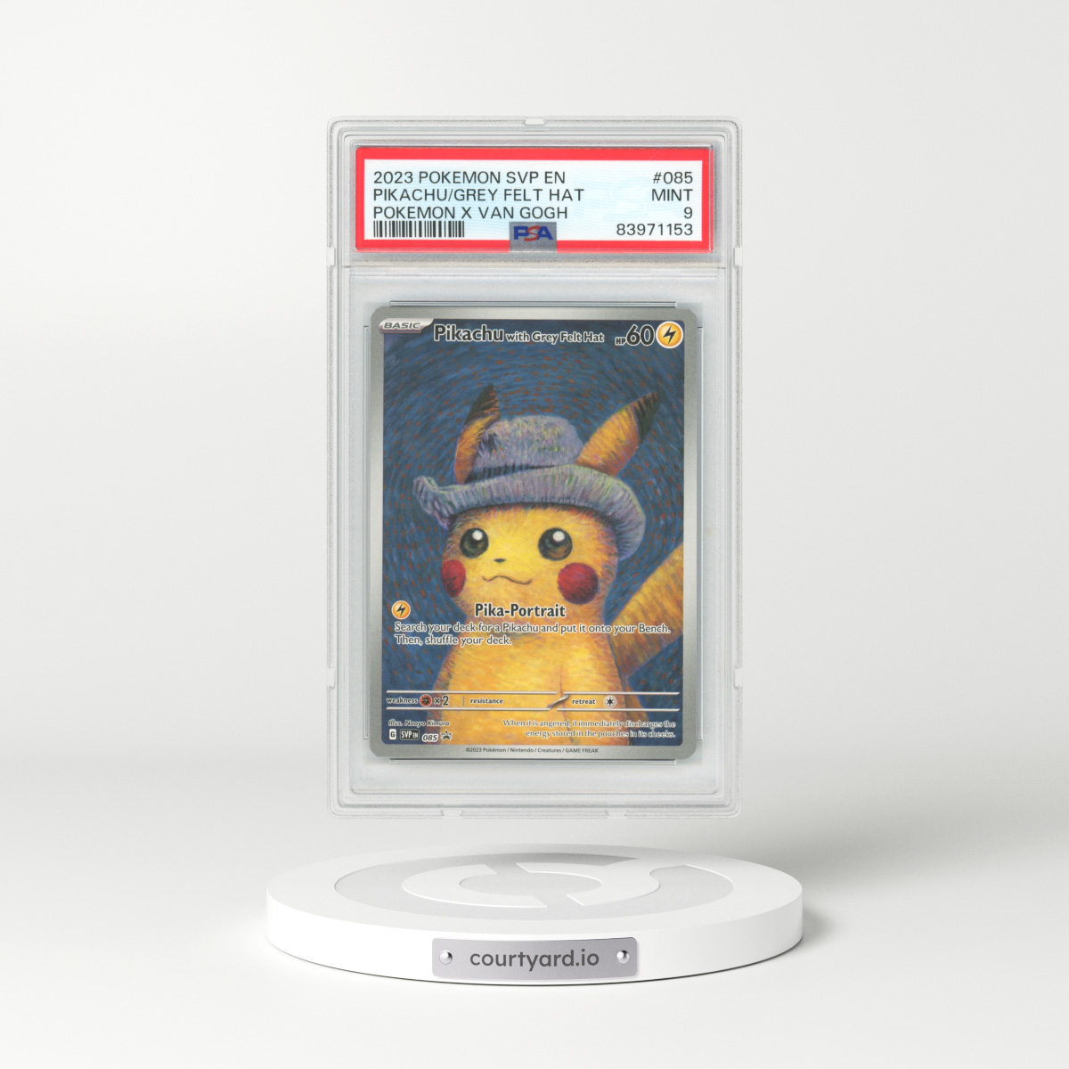 2023 Pokemon X Van Gogh #85 Pikachu with Grey Felt Hat - Full Art (PSA 9 MINT)