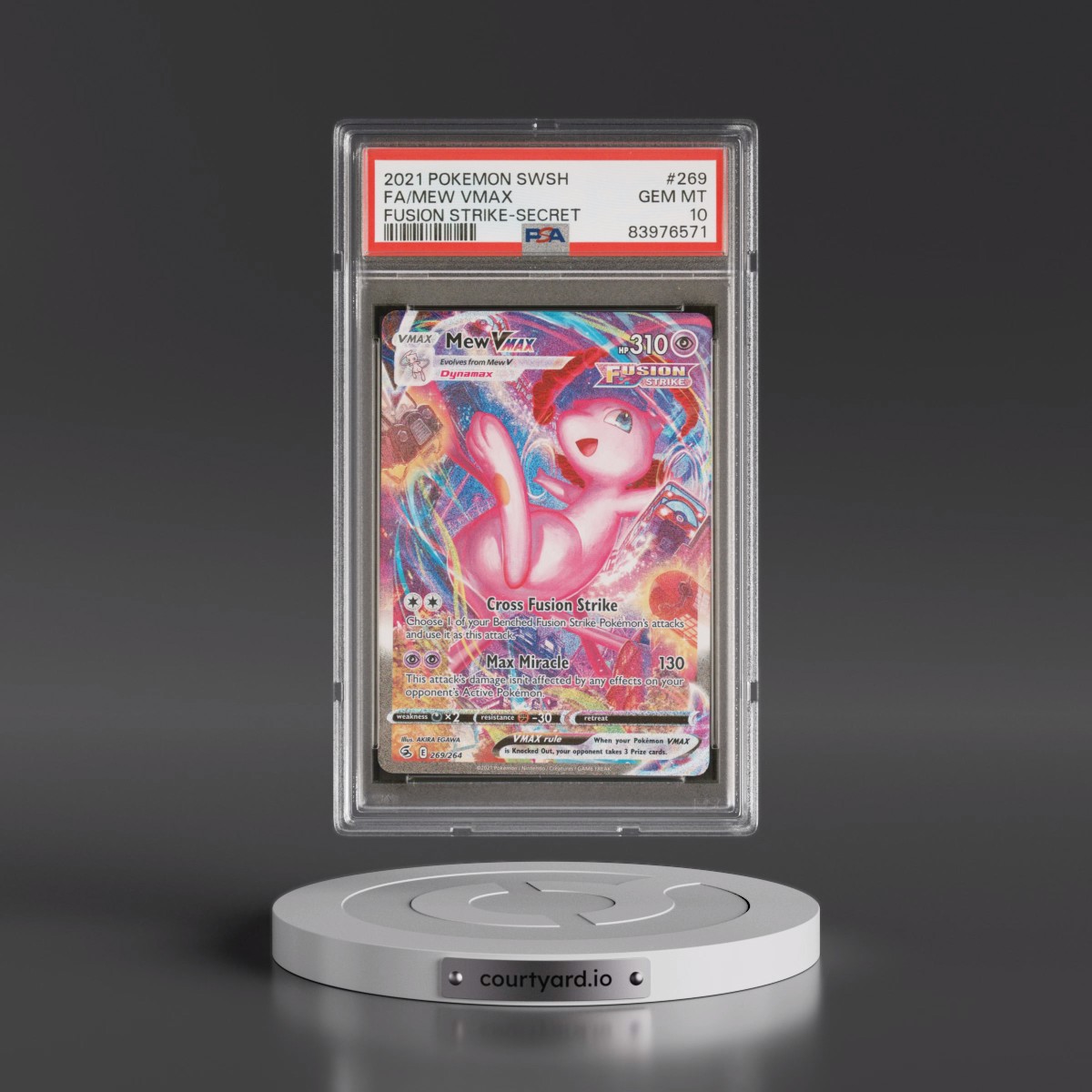 2021 Pokémon Sword & Shield Fusion Strike #269 Mew Vmax - Full Art Secret (PSA 10 GEM MINT)