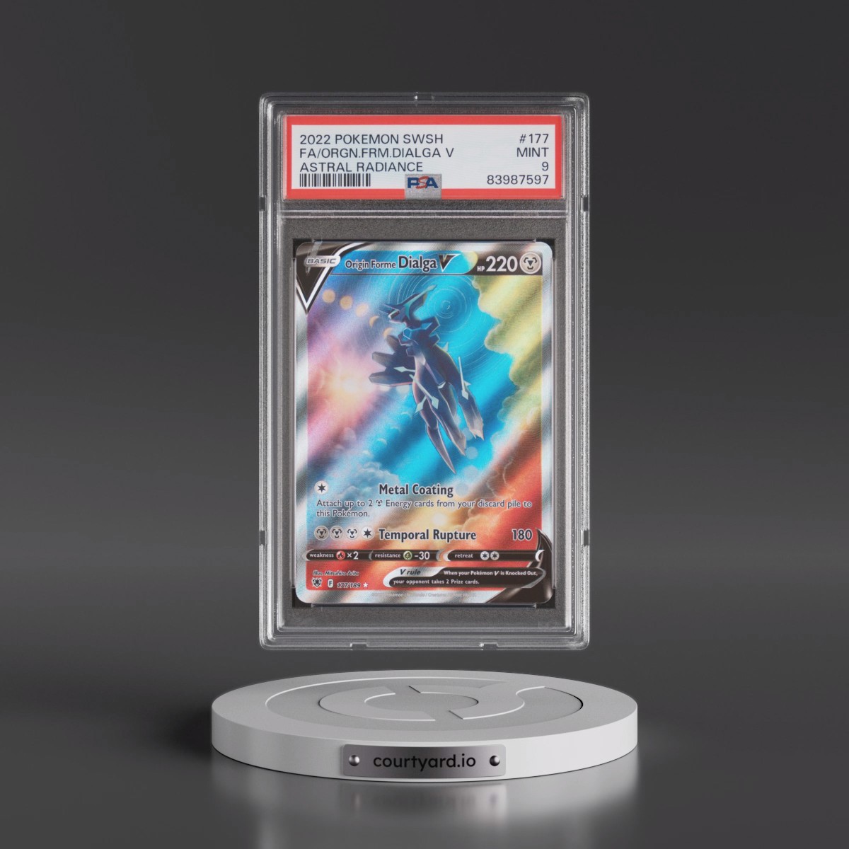2022 Pokémon Sword & Shield Astral Radiance #177 Origin Forme Dialga V - Holo Full Art (PSA 9 MINT)