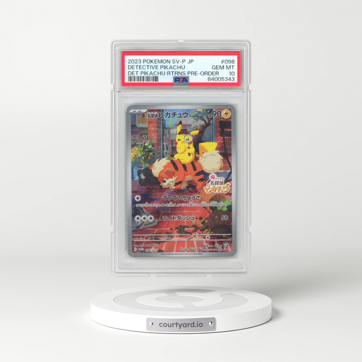 2023 Pokémon SV-P Promo #098 Detective Pikachu - Detective Pikachu Returns Pre-Order (PSA 10 GEM MINT)