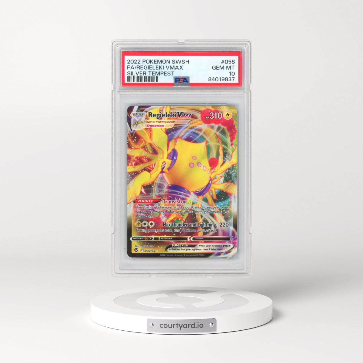 2022 Pokémon Sword & Shield Silver Tempest #058 Regieleki Vmax - Full Art (PSA 10 GEM MINT)
