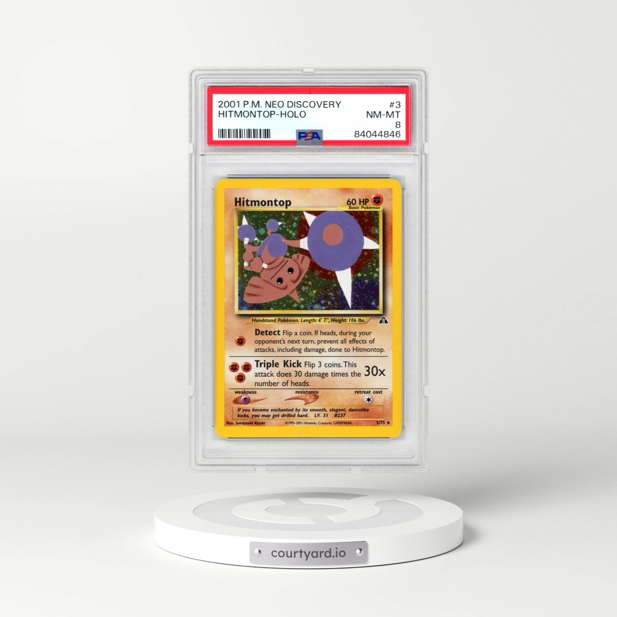2001 Pokémon Neo Discovery #3 Hitmontop - Holo (PSA 8 NM-MT)