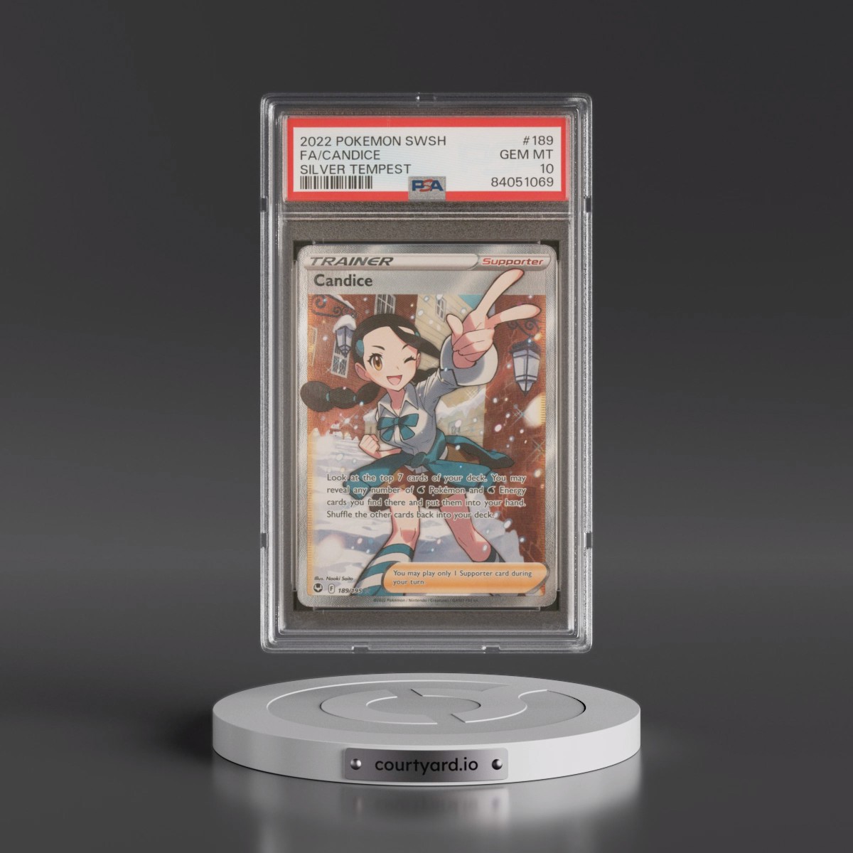 2022 Pokémon Sword & Shield Silver Tempest #189 Candice - Full Art (PSA 10 GEM MINT)