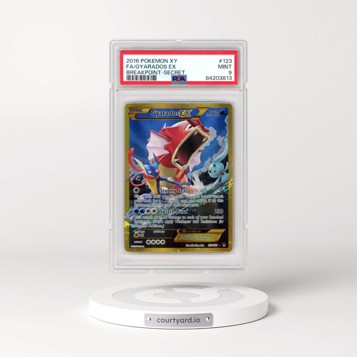 2016 Pokémon XY Breakpoint #123 Gyarados EX - Holo Full Art Secret (PSA 9 MINT)