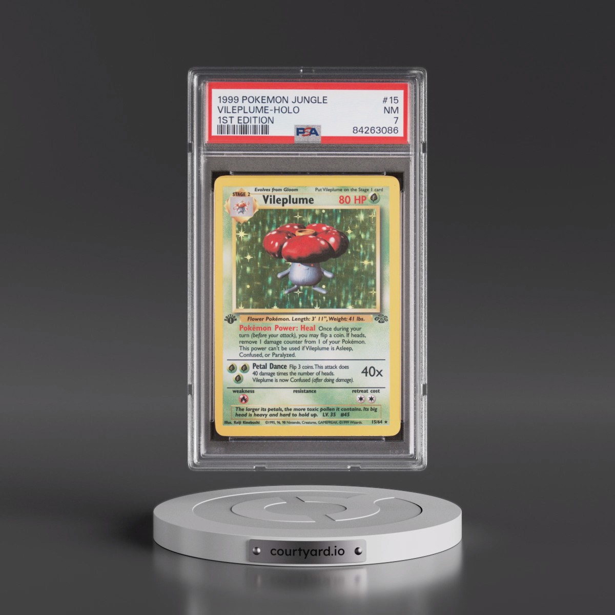 1999 Pokémon Jungle #15 Vileplume - 1st Edition Holo (PSA 7 NM)