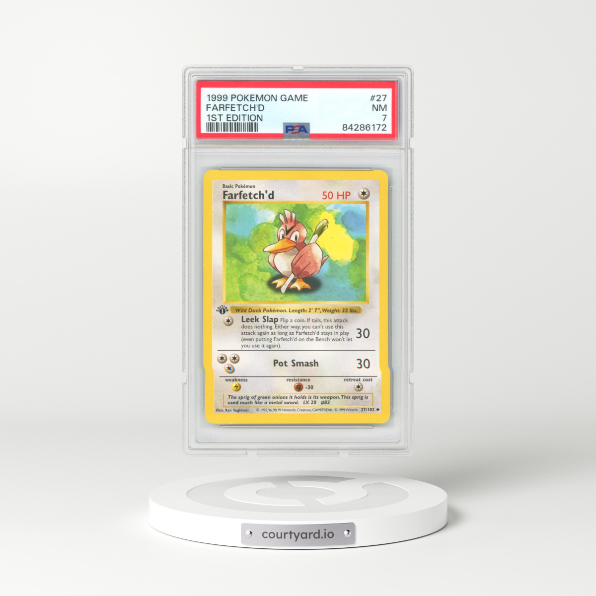1999 Base Set #27 Farfetch'd - 1st Edition Shadowless (PSA 7 NM)